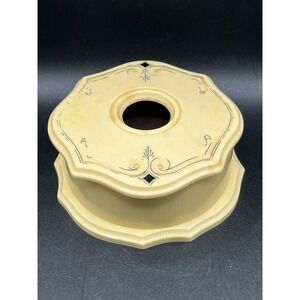 Vtg Antique Tan Celluloid Hair Receiver Vanity Dresser Decor Shabby Chic Octagon